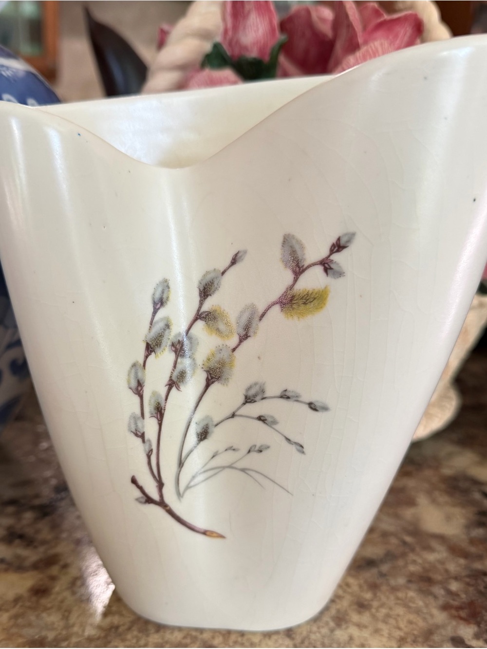 Vintage Gouda Holland Kon Plazuid Willow Ceramic Vase